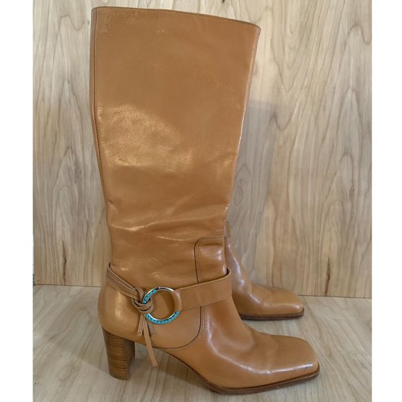 ANTONIO MELANI Shoes - Antonio Melani Leather Bohemian Turquoise Ring Tassel Heel Boots